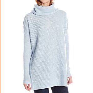 ANN TAYLOR LOFT Blue Cowl Neck Ribbed Raglan Tunic Sweater M Medium KL $70 EUC